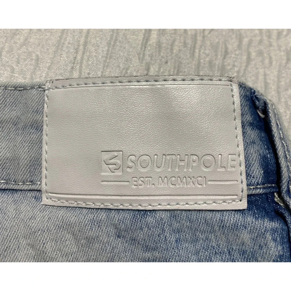 Southpole Denim Shorts Moto‎ Style Acid Wash Slim Fit Mens Size 32 Distressed